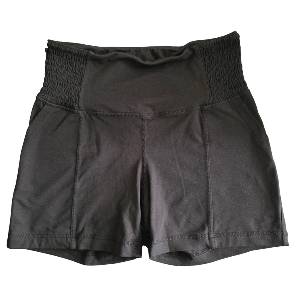 Rae Mode Black High Waisted Smocked Athletic Shorts P6225 Womens Medium